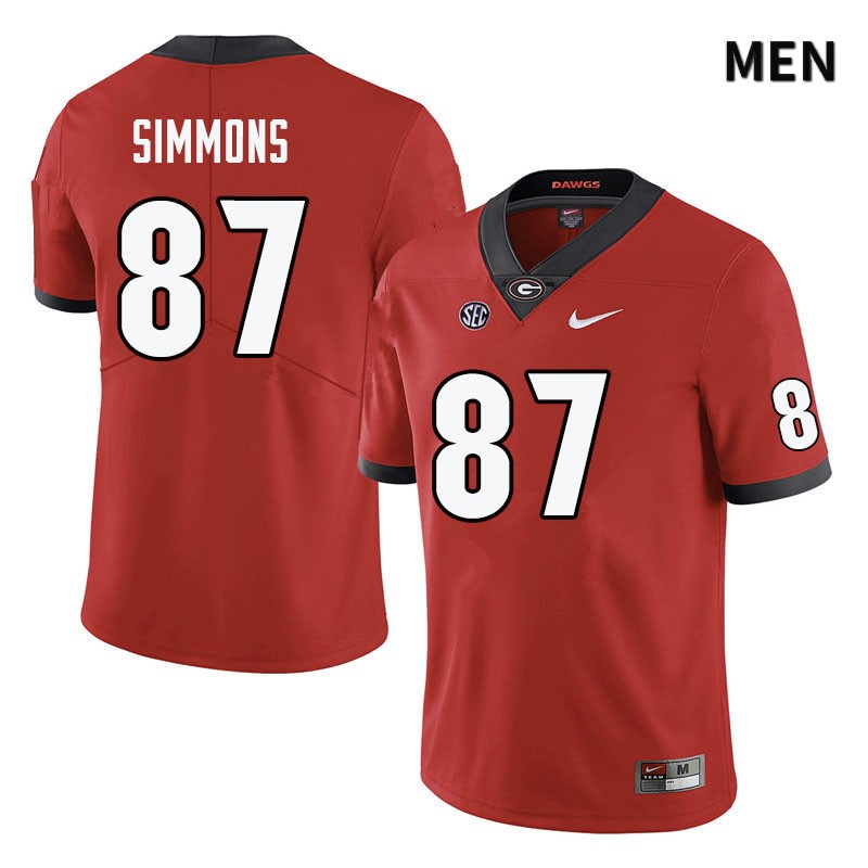 Georgia Bulldogs Men's Tyler Simmons #87 Red Stitched College UGA Football Jersey 23JH012MA